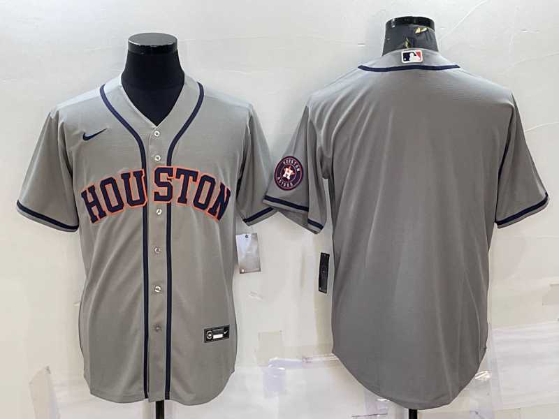 Men%27s Houston Astros Blank Grey With Patch Stitched MLB Cool Base Nike Jersey->houston astros->MLB Jersey